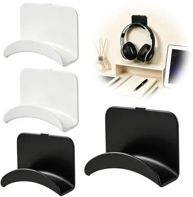Produktbild von 4 Kopfhörerhalter, Wandhalter, Kopfhörerhalter, Schreibtisch, mit Kleber, Universal-Kopfhörerhaken für Audio und Gaming, Kopfhörerhalter und Controller, Organisationsbüro