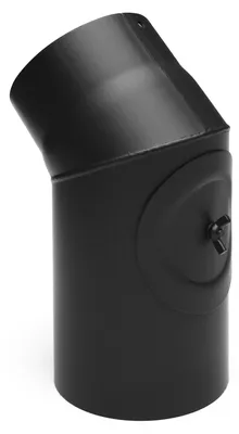 Produktbild von Raik Basic Rauchrohrbogen 150mm schwarz 45° mit Tür für Rauchrohr / Ofenrohr
