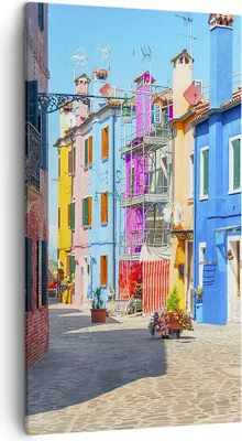 Produktbild von Bild auf Leinwand - Leinwandbild - Straße Haus Blumen - 45x80cm - Wand Bild - Wanddeko - Wandbilder - Leinwanddruck - Bilder - Kunstdruck - Wanddekoration - Leinwand bilder - Wandkunst - PA45x80-3825