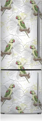Produktbild von Magnete Küche Kühlschrank Kühlschrankmagnete 60x205 cm - Grüne Papageien.