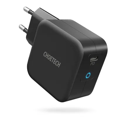 Produktbild von Choetech GaN USB-C Wandladegerät 61 W Power Delivery - Schwarz