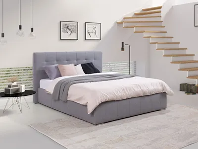 Obrázek produktu pro Manželská postel s úložným prostorem a roštem 140x200 MELDORF - světlá šedá