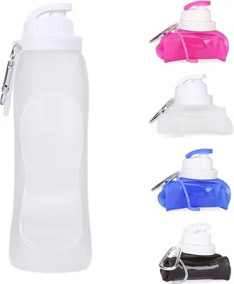 Image de Ensemble de bouteilles d'eau pliables en silicone, sans , de 500 ml (couleur : blanc)