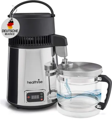 Produktbild von Health Rise Wasserdestilliergerät | 4 Liter | Edelstahl | kein Kontakt zu Kunststoff | leise, sicher, einfache Bedienung