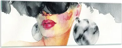 Produktbild von Bilder auf glas - Einteilig - Aquarell Modell Brille - 90x30cm - Glasbilder - Wandbilder - Bilder - zum Aufhängen bereit - Wanddekoration aus Glas - Glas Bilder - Wandbild auf Glas - GAB90x30-4678