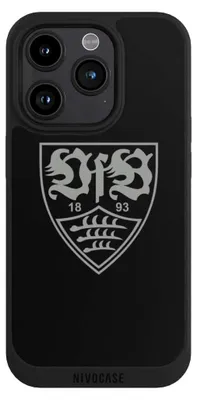 Produktbild von NIVOCASE Handyhülle für Apple iPhone 15 Pro  Hülle NIVOpure Case Schwarz Logo Offizielles Lizenzprodukt VfB Stuttgart