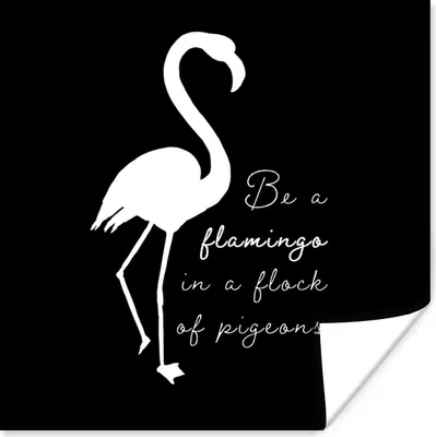 Produktbild von MuchoWow® Poster Flamingo - Briefe - Weiß 50x50 cm - Wohnzimmerdekoration