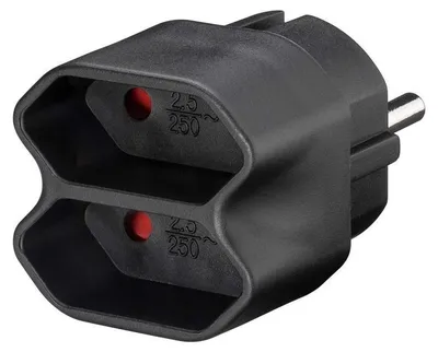 Image de Adaptateur de prise électrique 2P+T, type européen, femelle, double prise, multiprise, prise multiple, noir