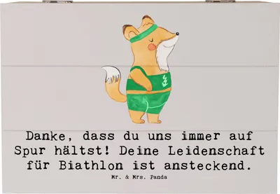 Produktbild von Mr. & Mrs. Panda Truhe Biathlon Trainerin 22 x 15 cm - Grau Pastell - Geschenk, geschenkkiste, Sportart, Danksagung, Geschenkbox, Athleten Unterstützung, Höchstleistungen