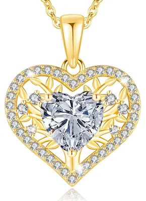 Productafbeelding van Tree of Life Hartketting van 925 Sterling Zilver met Birthstone
