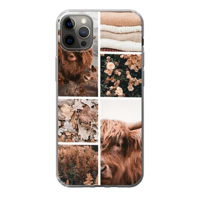 Produktbild von MuchoWow® Handyhülle Schutzhülle Hülle für iPhone 12 Pro Max Schottischer Highlander - Collage - Blumen Silikon Softcase Handy Hülle - Hartschale