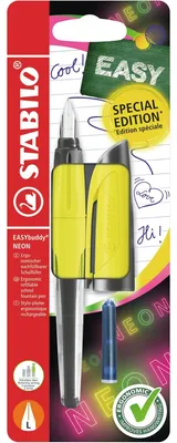 Obrázek produktu pro Školní plnicí pero STABILO s hrotem pro leváky L – EASYbuddy NEON v neonově žluté a modré barvě (smazatelné…)