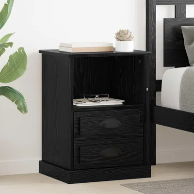 Image de vidaXL Table de chevet noire aspect chêne 36 x 43 x 60 cm en aggloméré