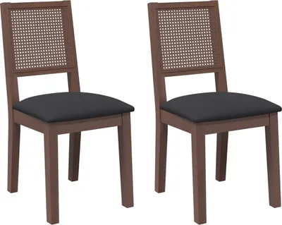 Produktbild von vidaXL Esszimmerstühle mit Kissen 2 Stk. Braun Massivholz Gummibaum