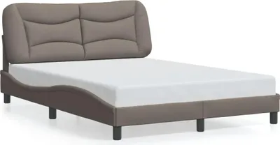 Image de vidaXL Cadre de lit sans matelas "Hvar" Taupe 140x200 cm Tissu