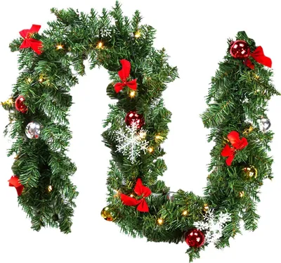 Immagine prodotto di Jayseuw ghirlanda di Natale con 100 LED per interni esterni 5M con decorazione natalizia ghirlanda di Natale bianco caldo