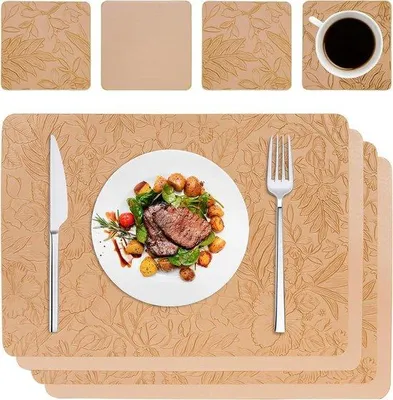 Produktbild von Famanu Platzsets Set von 4 - 43 x 30 cm mit Untersetzern - Braun