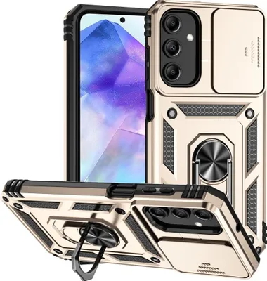 Produktbild von Samsung Galaxy A55 Hülle - Coverup Armor Ring Ständer Back Cover mit Kamera Schutz - Gold
