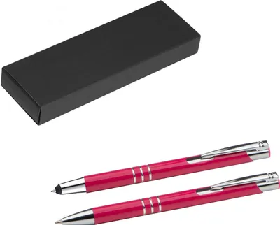 Produktbild von Metall Schreibset / Touchpen Kugelschreiber + Kugelschreiber / fuchsienrot