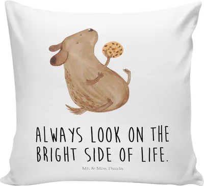 Produktbild von Mr. & Mrs. Panda kuschelkissen 40x40 Hund Keks - Weiß - Geschenk, Hundeleckerli, Sofa Kissen, Optimistisch, Polster, Sprüche, zier, bedruckt, Leckerli, Deko