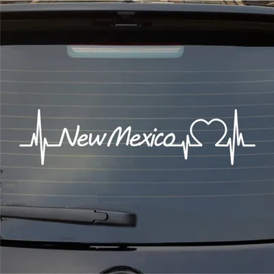 Produktbild von Heckscheibenaufkleber New Mexico Herzschlag Puls Staat USA Liebe 55x13 cm Weiss Glanz Auto Aufkleber Sticker
