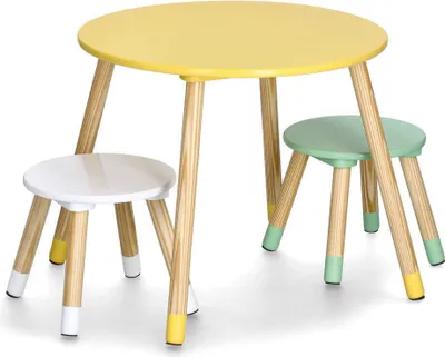 Immagine prodotto di Set di mobili per bambini in MDF e pino, tavolo + 2 sedie