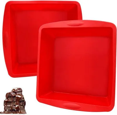 Produktbild von Ibenzoa® Silikon-Backform-Set (2 Stück) – 19,5×18×5,5 cm, lebensmittelecht & BPA-frei, antihaft, wiederverwendbar, -40–230°C, für Kuchen & Brownies
