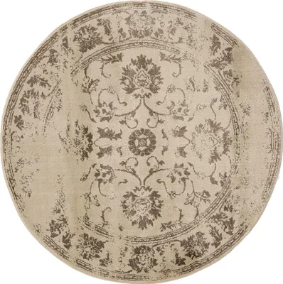 Produktbild von benuta Vintage Teppich Wohnzimmer Suki Creme/Braun ø 120 cm rund Wohnzimmerteppich Schlafzimmer weich orientalisch