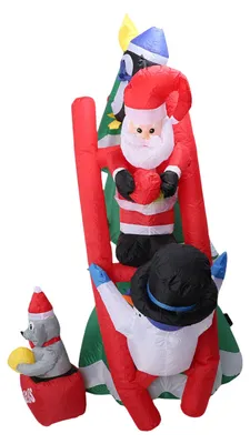Produktbild von Aufblasbare Weihnachtsbaum-Dekoration (2,10 m) mit Schneemann, Weihnachtsmann und Kletterleiter – ideal für Garten, Terrasse und andere festliche Anlä