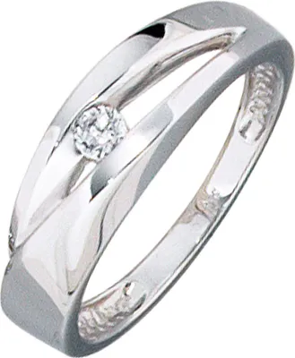 Produktbild von Goldring Ring Damenring aus 375 Gold Weißgold mit Zirkonia weiß Fingerschmuck Innenumfang 56mm  Ø17.8mm