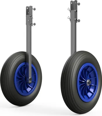 Immagine prodotto di Coppia ruote di poppa ruote di lancio per gommoni di trasporto pieghevole acciaio inox SUPROD ET350, nero/blu