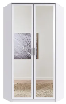 Produktbild von Kleiderschrank Click in Weiß mit Grafit - Eckkleiderschrank mit Spiegel