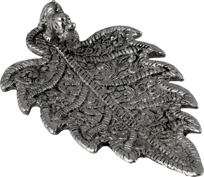 Produktbild von Räucherstäbchenhalter Figur Elefant Metall silber Blatt lang Aufsatz Räucherkegelhalter