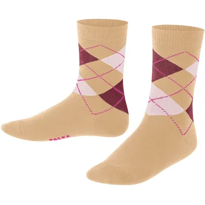 Productafbeelding van FALKE Uni kindersokken, model Classic Argyle K, van katoen, met patroon, 1 paar, beige