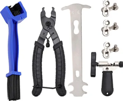 Produktbild von INF Fahrradketten Reparatur Werkzeug Set - Kettennieter, Reiniger, Verschleißanzeige
