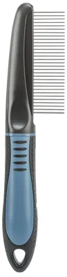 Produktbild von TRIXIE Kamm - Metallkamm mit gummiertem Kunststoffgriff - schwarz/blau - 23765
