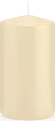 Produktbild von Stumpenkerzen mit Abbrandschutz Bisquit (Kerzen in Cellophan gewickelt) 100 x 80 mm 6 Stück für den sicheren Abbrand von Kerzen auf Adventskränzen und Gestecken