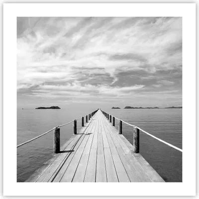 Produktbild von Poster - Poster ohne Rahmen - Holz Brücke Meer - 50x50 cm - Wand Bild - Wanddeko - Wandbilder - Kunstposter - Wandposter - Bilder - Kunstdruck - Wanddekoration - Wandbild - P2XAC50x50-4985