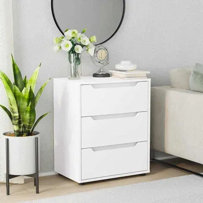 Image de Armoire de rangement – Commode – Étagère – Avec serrure – 60x40x73 cm – Bois – Blanc