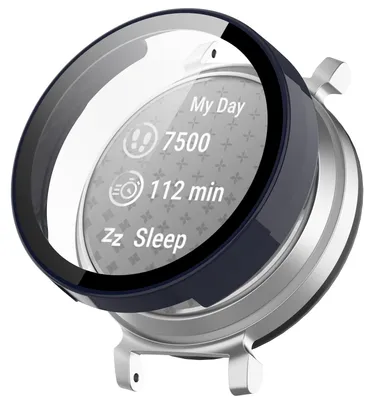 Productafbeelding van Beschermhoes van kunststof (PC) voor de Garmin Lily 2 smartwatch + beschermend hardglas, donkerblauw