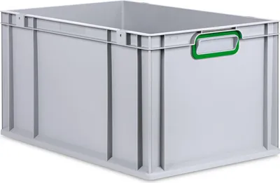 Produktbild von Eurobox NextGen Color | HxBxT 32x40x60cm | 65 Liter | Griffe grün geschlossen | Verstärkter Boden | Grau | Eurobehälter, Transportbox, Transportbehälter, Stapelbehälter