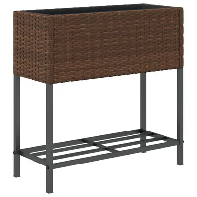 Produktbild von vidaXL Pflanzkübel mit Ablage Braun Poly Rattan