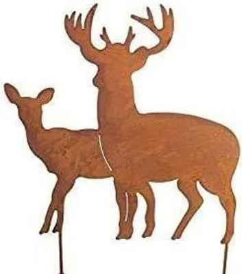 Produktbild von Gartenstecker Hirsch aus Edelrost Metall Rost Gartendekoration Weihnachten rostige Gartendekoration Hirschpaar