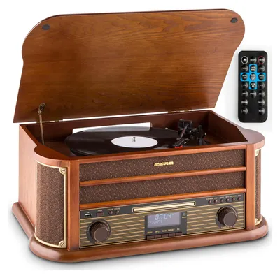 Obrázok produktu pre Auna - retro gramofón s reproduktorom, DAB, USB, AUX, 3 rýchl., vintage dizajn