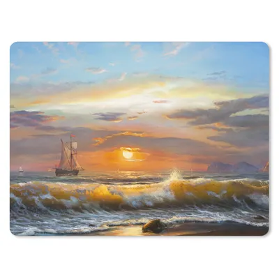 Produktbild von MuchoWow® Mauspad Mousepad Malerei - Wasser - Segelboot - Ölfarbe 40x30 cm - Mousepads - Maus Mat - Pad - Mausunterlage - Anti Rutsch