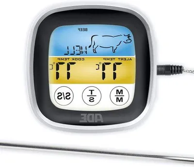 Obrázok produktu pre Digitálny teplomer na grilovanie s dotykovým LCD displejom, nerezová oceľ, čierny