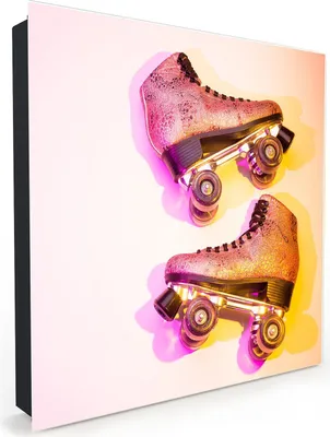 Produktbild von Nachbildung-Schlüsselkasten, Magnetpinnwand und Memoboard mit Glasfront Motiv Retro Rollschuhe