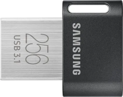 Produktbild von Samsung MUF-256AB, 256 GB, USB Typ-A, 3.2 Gen 1 (3.1 Gen 1), 300 MB/s, Drehring, Schwarz, Edelstahl