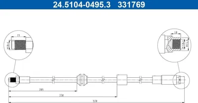 Produktbild von ATE 24.5104-0495.3 Bremsschlauch Vorne für BMW 5 Limousine (E60) 5 Touring (E61)