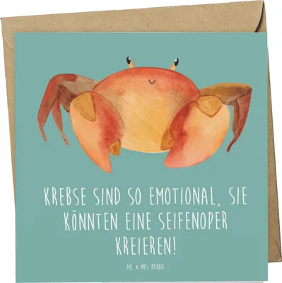 Produktbild von Mr. & Mrs. Panda Grußkarte Emotionaler Krebs - Meeresbrise - Geschenk, Sternzeichen, Horoskop, Seifenoper, Tierkreiszeichen, doppelkarte, faltkarte, Drama, Klappkarte